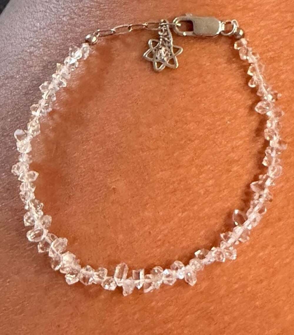 HDM Sterling Silver .925 Herkimer Diamond Raw Quartz Nugget Bracelet